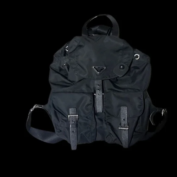 Prada | Bags | Prada Nylon Backpack Black Silver | Poshmark display picture 3
